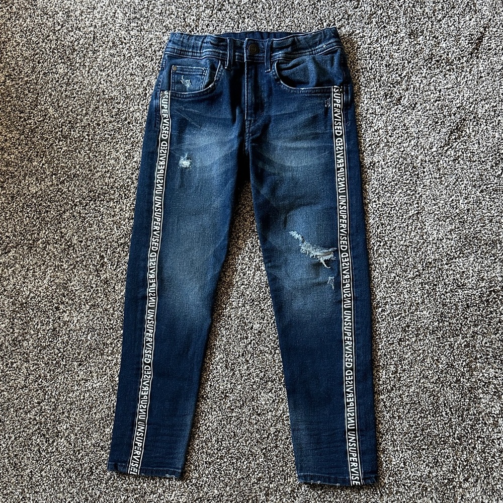 Boys Blue Jeans with Side Stripe